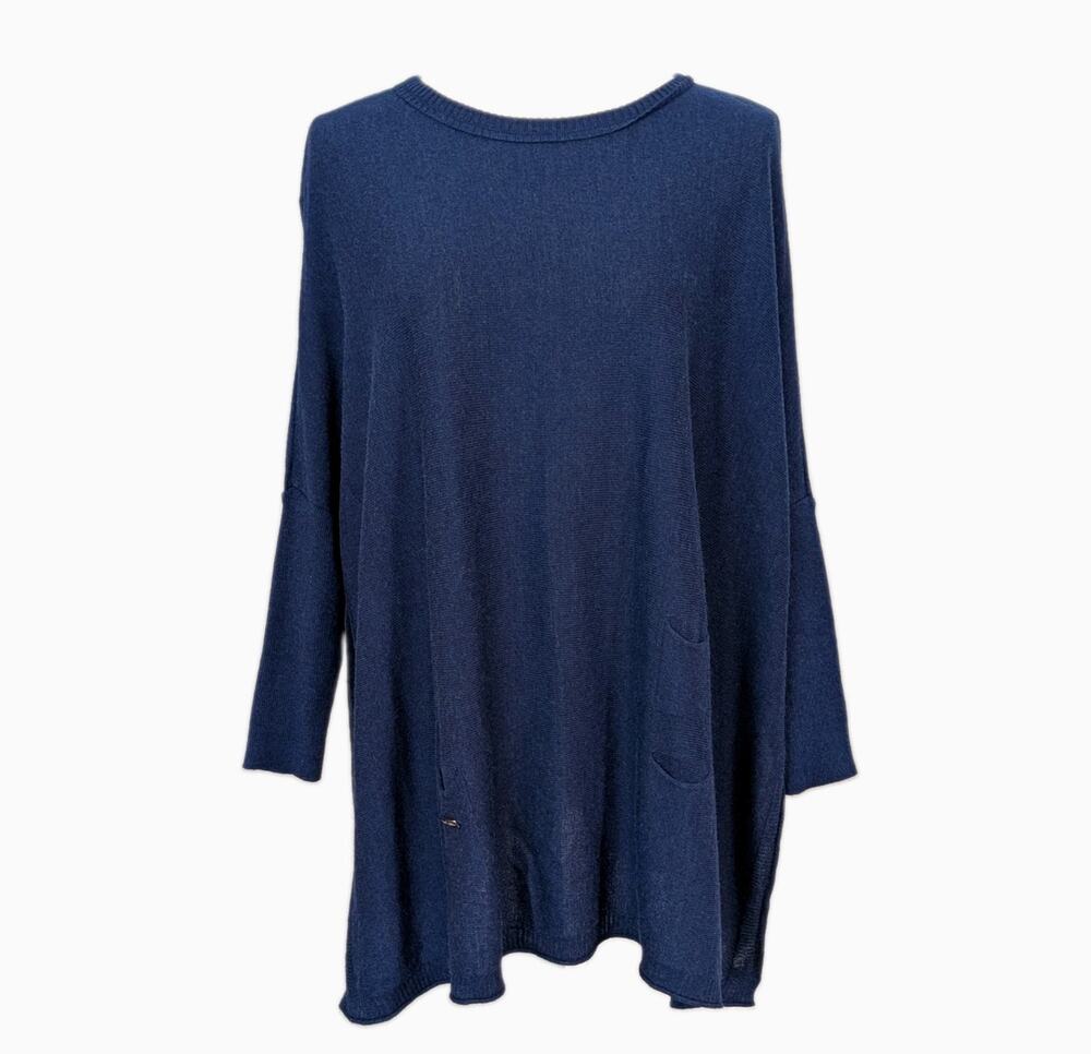 MerSea OS Catalina Travel Sweater Blue Crewneck 3/4 Sleeve Coastal Beach